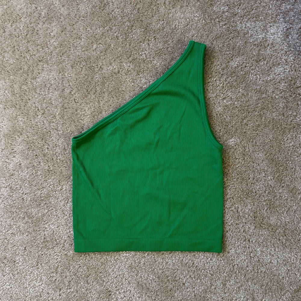 One Shoulder Ribbed Crop Top